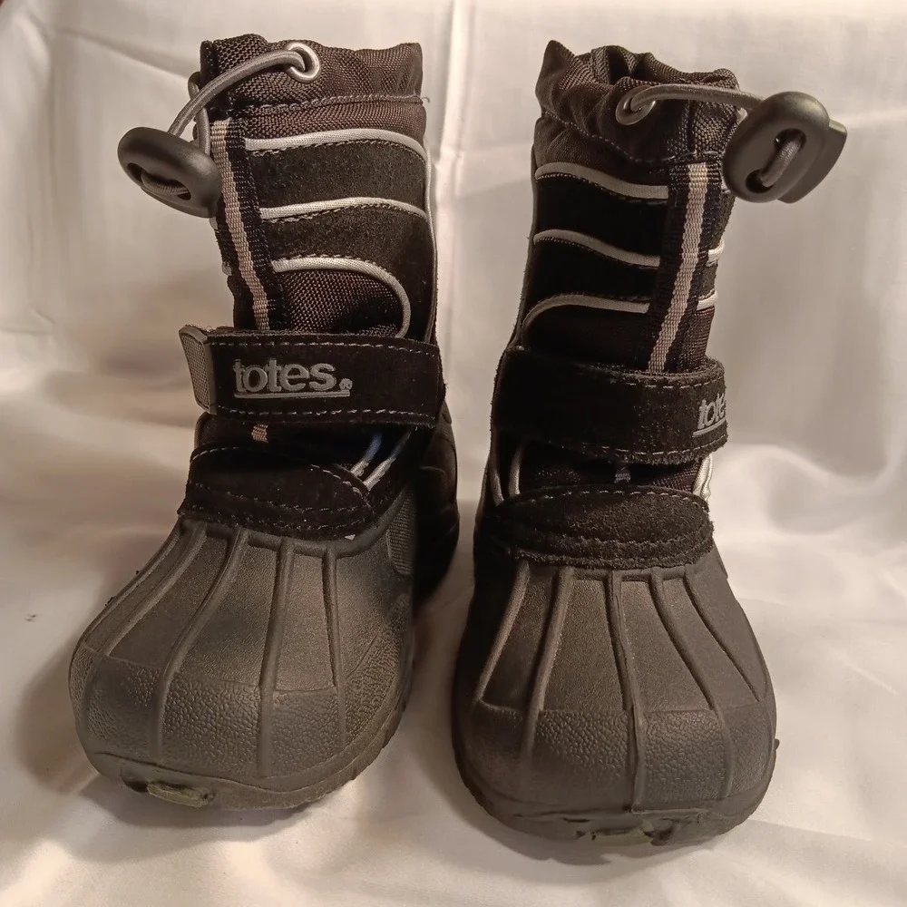 Totes Toddler Black Winter Snow Boots Toddler‎ Size 6 Waterproof Adjustable